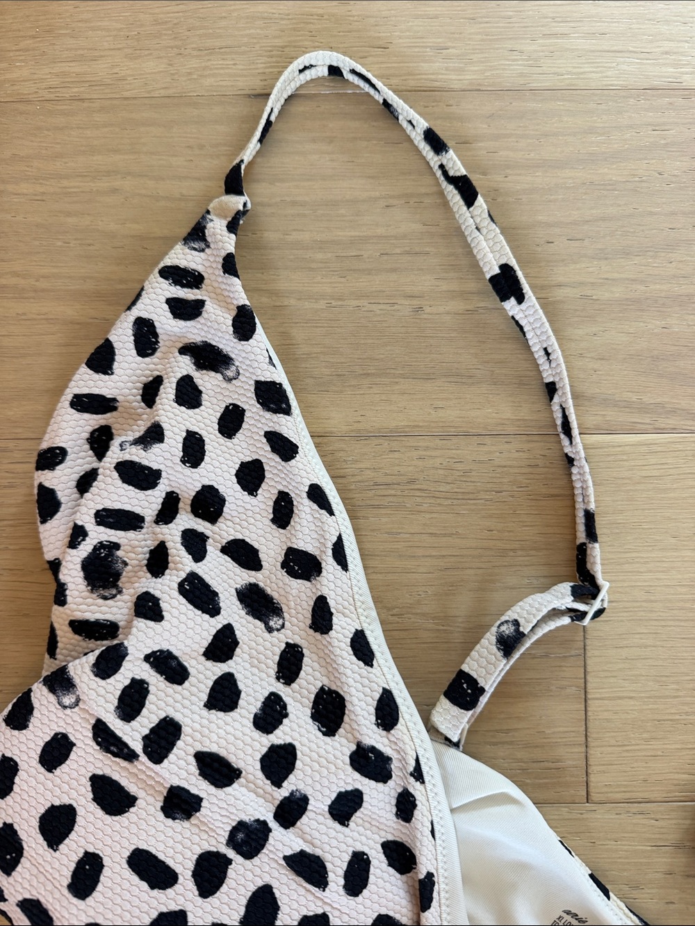 Aerie Spotted Tie-Waist One-Piece Swimsuit - Black on Cream - Picture 4 of 4